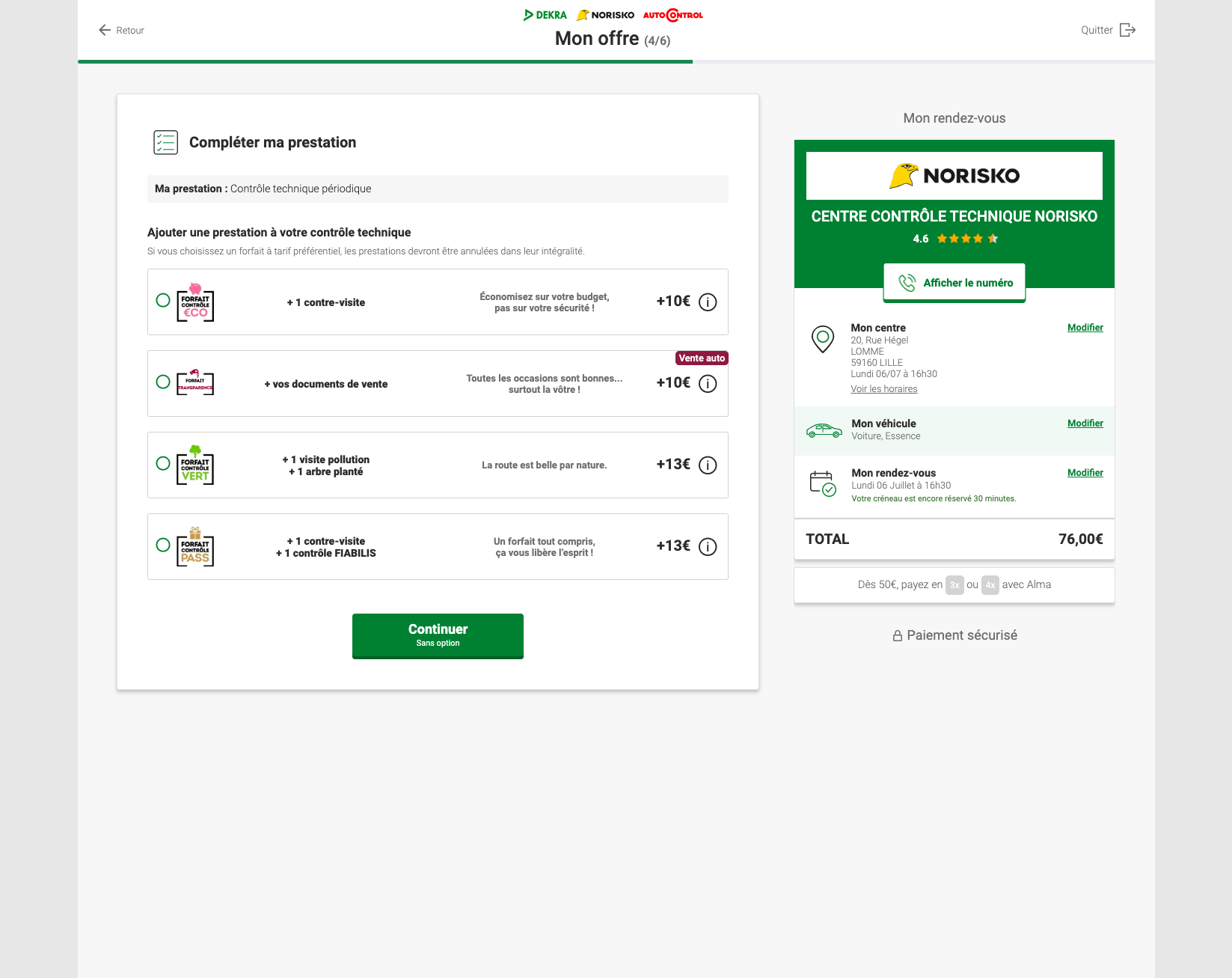 Forfaits de services additionnels et paiement flexible au checkout