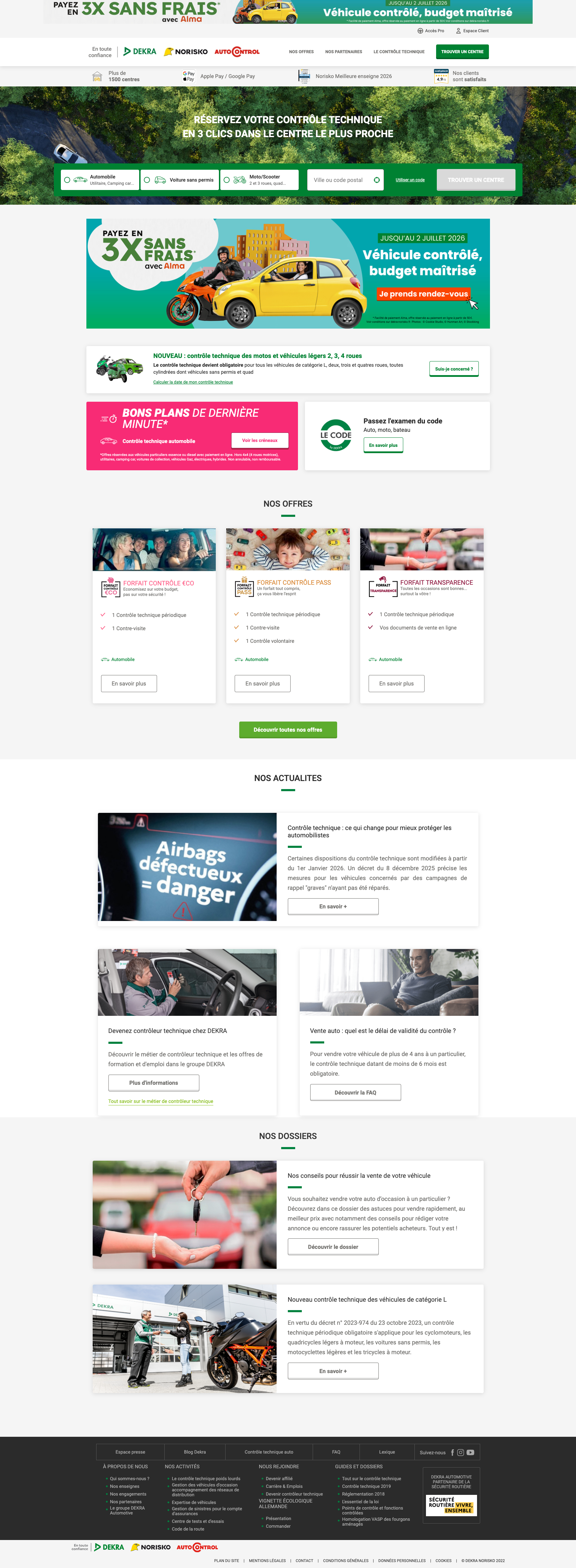Page d'accueil de la boutique DEKRA NORISKO AUTOCONTROL