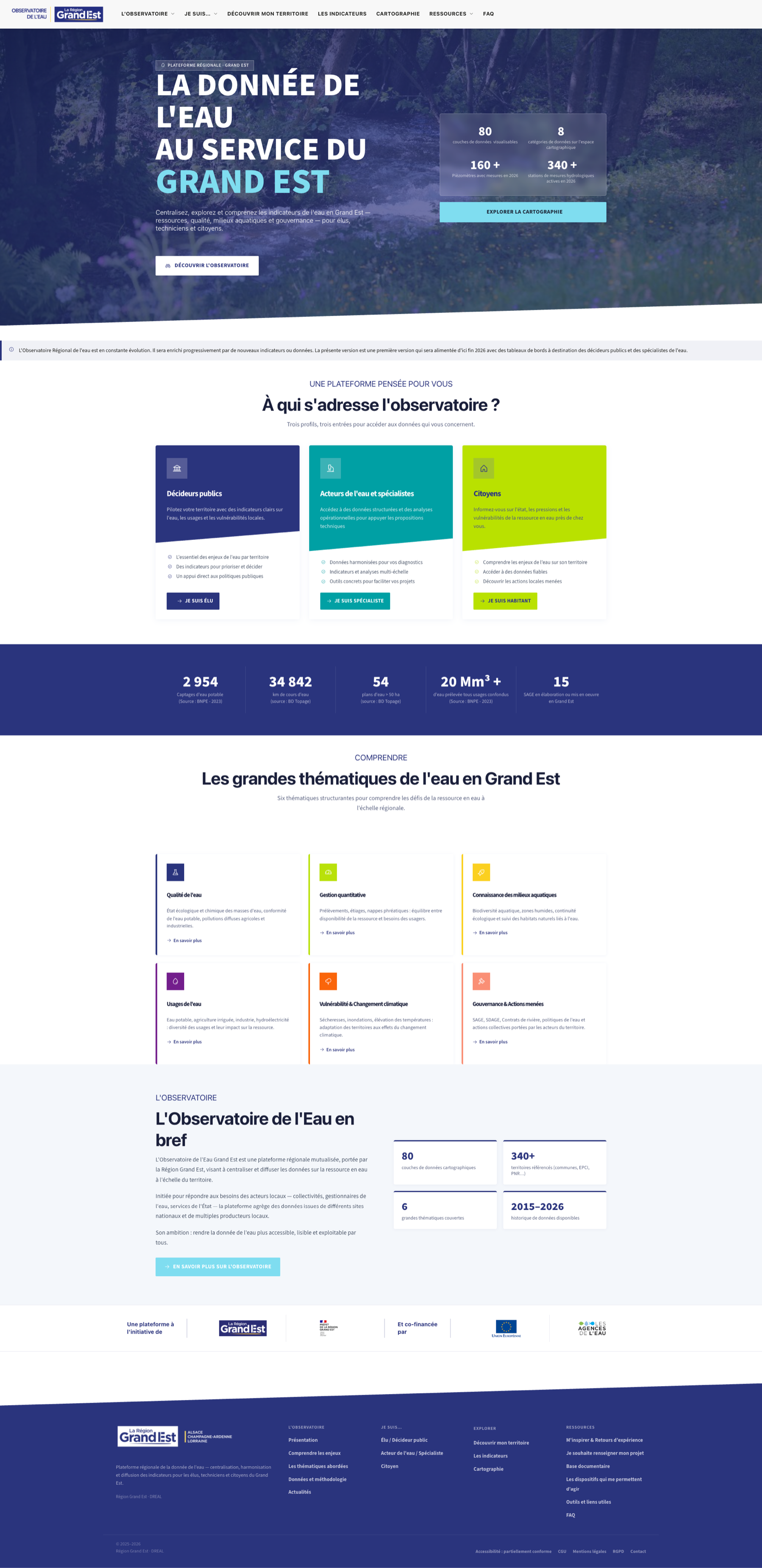 Homepage of the Grand Est Water Observatory