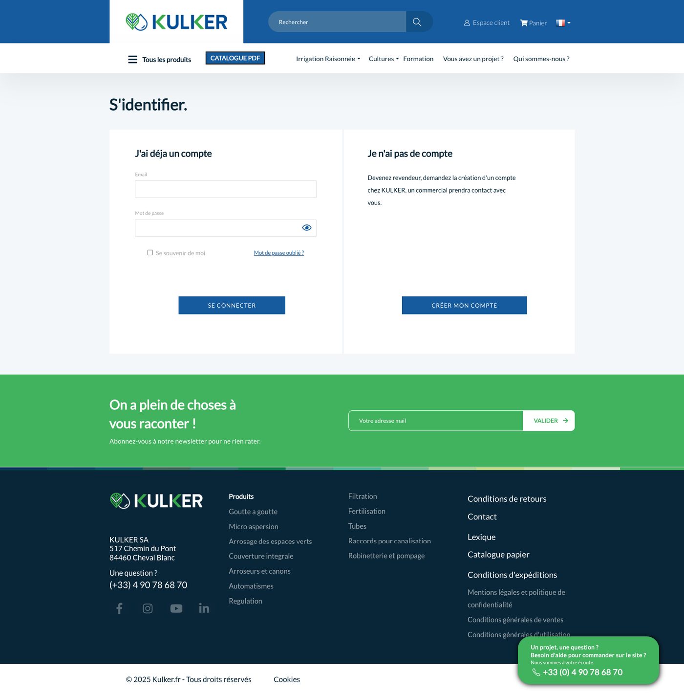 Page de connexion revendeur et de cr&eacute;ation de compte