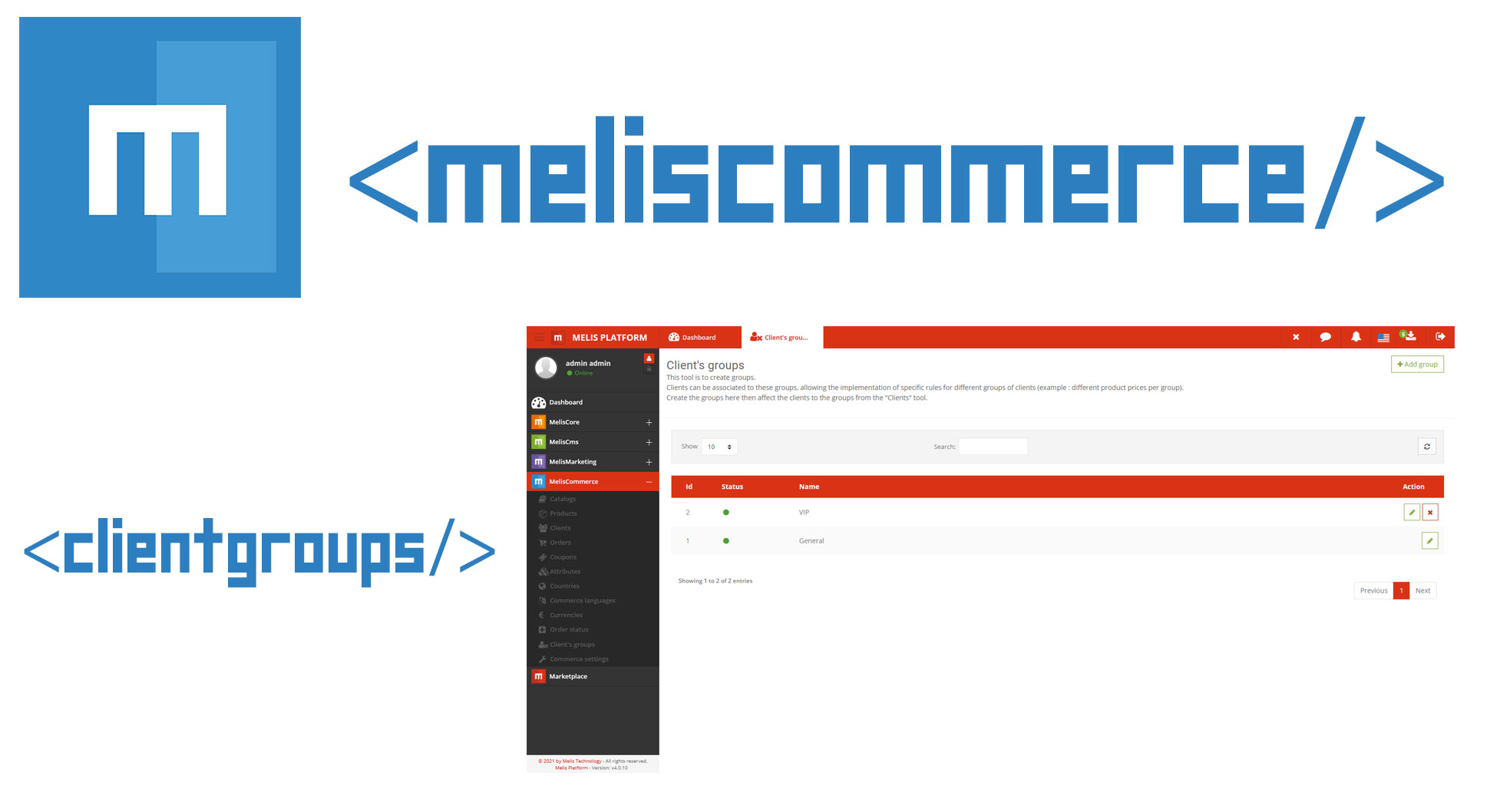 Melis Commerce upgrades
